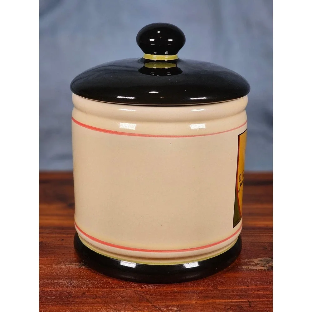 Vintage OGGI Wine Label Ceramic Canister With Lid 7 In